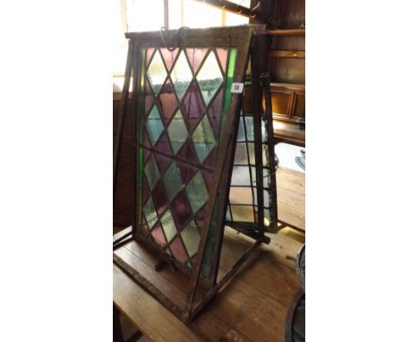 Opening light with coloured leaded glass 20" wide