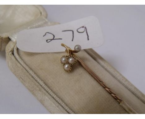 Boxed gold and pearl stick pin     