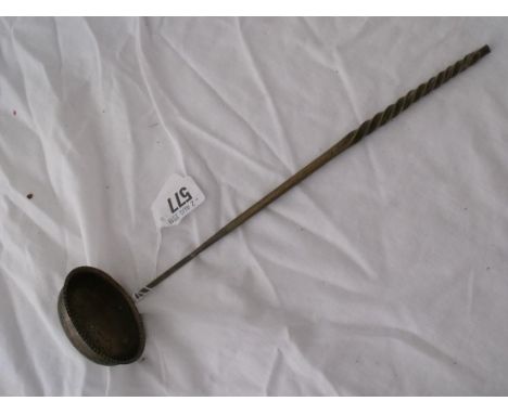Georgian toddy ladle with beaded rim 12” long    