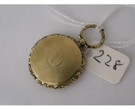 Ornate mourning portrait locket with gold back   