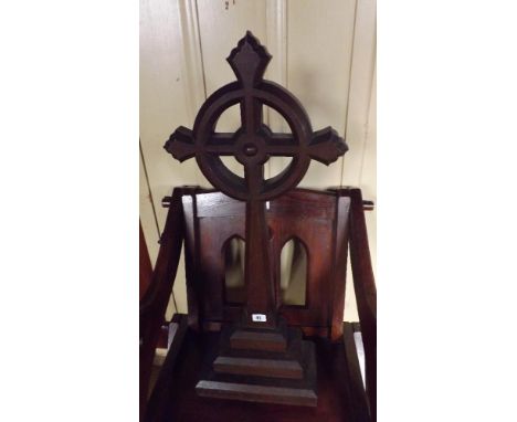 Oak Celtic-style cross on stepped base 30” tall   