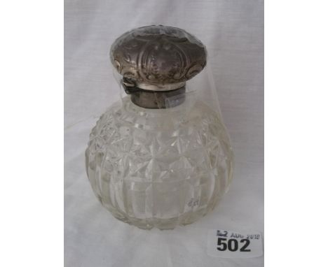 Scent flask with hinged cover 3.5” dia.     