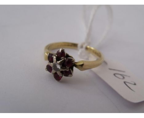 18ct gold ruby diamond cluster ring approx size K   