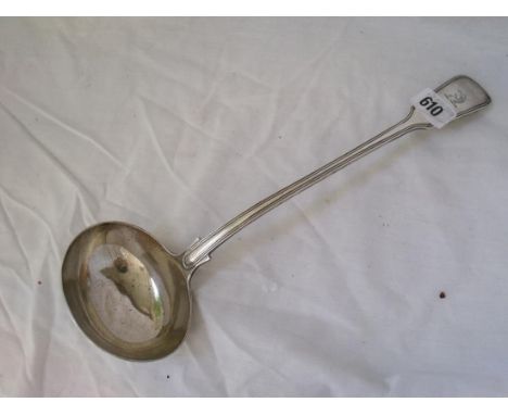 Fiddle thread crested heavy soup ladle London 1860  by GA 300g         