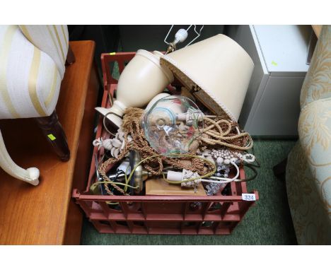 2 Boxes of assorted glassware and light fittings 