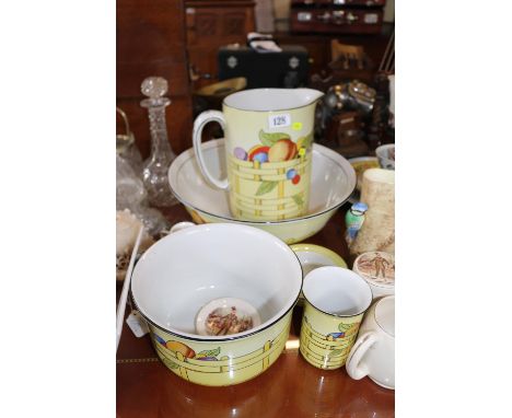 Lawleys Wilkinson wash set, Blue Tit decorated vase and a Sandland ware jug with lidded jar 