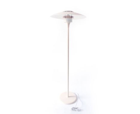 A 1970's cream enamelled standard lamp in the manner of Louis Poulsen   CONDITION REPORT:  Working order unknown. Lead cut. T