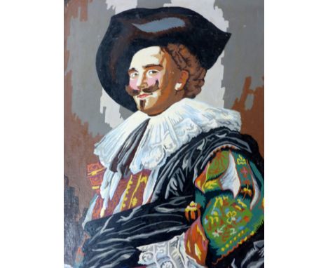 1960/70's School,a head and shoulders portrait of a cavalier,acrylics on board,44 x 34 cm,framed
