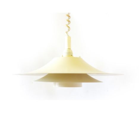 A 'Light Studio' cream enamelled pull-down ceiling light by Horn   CONDITION REPORT:  Working order unknown, some knocks