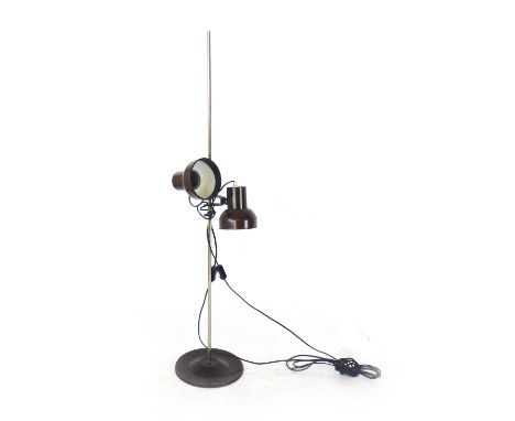 A brown enamelled twin spot adjustable standard lamp