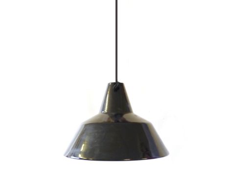 A 1970's Industrial-type black enamelled ceiling light   CONDITION REPORT:  Working order unknown, some wear and knocks