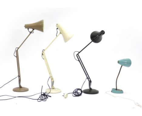 A group of three 1960/70's Angle-poise adjustable desk lamps together with a 1950's blue enamelled adjustable lamp