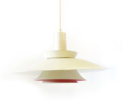 A 1970's white enamelled four tier ceiling light in the manner of Louis Poulsen   CONDITION REPORT:  Working order unknown, s