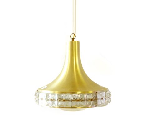 A 1970's aluminium ceiling light with moulded perspex motifs