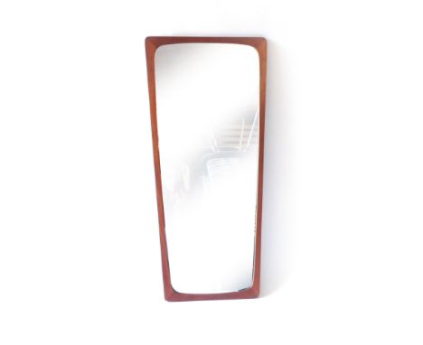 A Danish teak framed wall mirror  of tapered rectangular form, 94 x 44 cm   CONDITION REPORT:  Mirror in good order. Frame wi