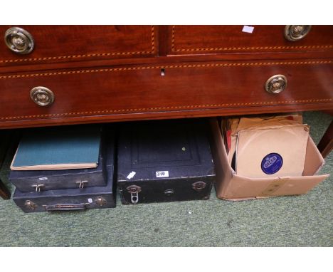 Portable Record player with assorted 48rpm records 