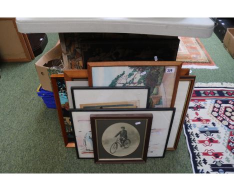 Collection of assorted Framed Pictures and Prints to include Nude study, Ganesha, Japanned metal fire screen 