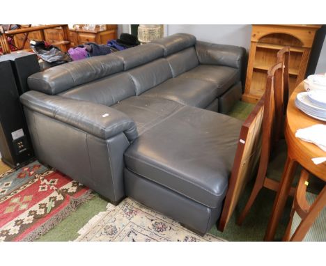 Good quality Modern Grey Leather reclining corner sofa 