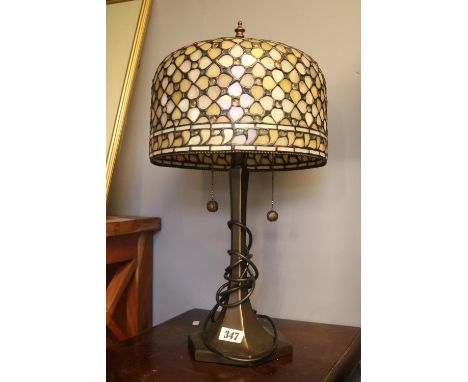 Good quality Tiffany style table lamp with leaded shade 