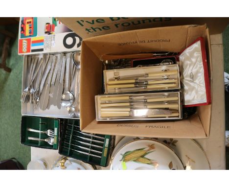 Collection of Boxed Viners Studio flatware and a box of assorted Silver plated &amp; Silver flatware 
