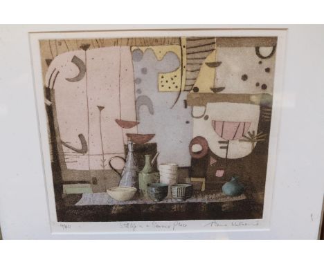Annie Williams RWS RE RA Etching and wash limited edition 'Still Life in a Summer Place' 14 of 40 