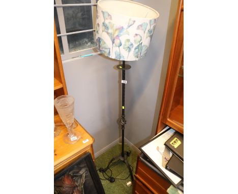 Wrought Metal standard Lamp with floral shade 