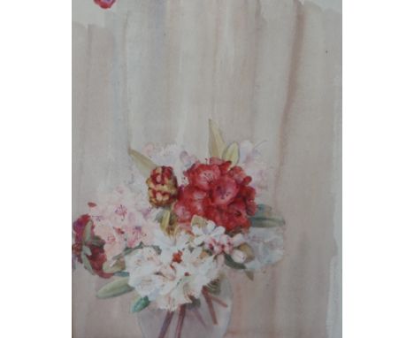 Nora H. Cullen (20th. C), watercolour, 'Sky and Rhododendron', signed, 35 x 40cm, and a sketch of a bunch of blossom, 40 x 32