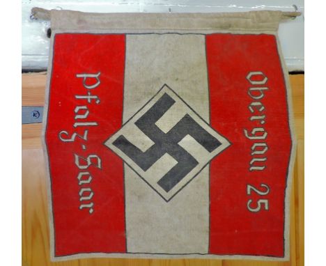 German Nazi era Hitler Youth Pennant 'Obergau 25, Pfalz-Saar. An excellent item.