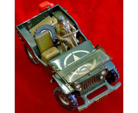 Toys - Military Various (2)  'Arnold' 1949 US Army Jeep & Soldier and a 002500 Military Police clockwork (wit key) c1953.  Ni