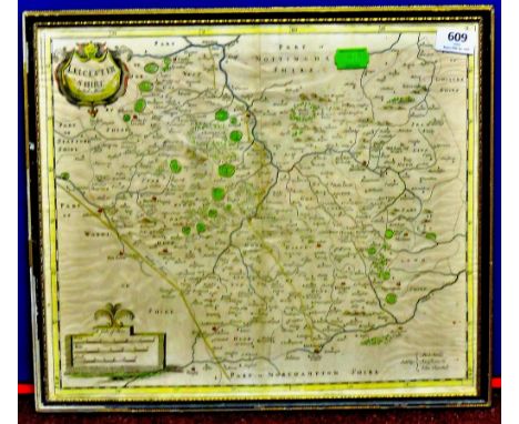 Antique Map - Leicestershire by R. Morden. 45 x 40cm's