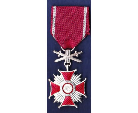 Polish Cross of Merit R.P. In silver With crossed swords device. As awarded post WWII for Polish soldiers and civilian that a