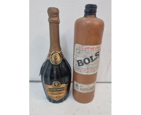 One bottle of G H Mumm & Co Champagne Vintage 1979, one flask of Bols Genever Gin,  Location: R2If there is no condition repo