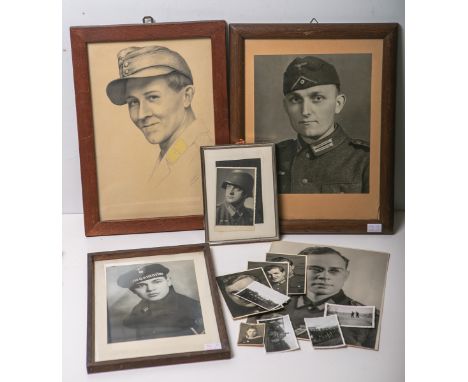 13-teiliges Konvolut von Fotoaufnahmen (Drittes Reich), bestehend aus Portraits, div.Größen, dazu 1x feine Zeichnung eines So