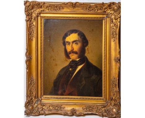 Schmitz, Adolf (1825 - 1894), Portrait eines Mannes (1856), Öl/Lw., li. sign. u. dat.,Bildgröße ca. 56 x 43 cm, gerahmt. Bild