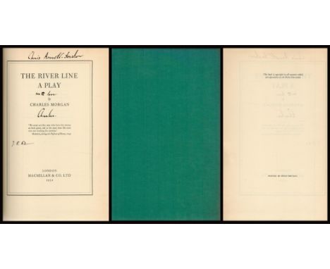 Charles Morgan The River Line. Published by Macmillan, London. Inscribed on title page by the author. Find condition, green b