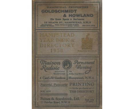 Hampstead Blue Yearbook and Directory 1938. Published by Baines and Scarsbrook Ltd, London. Publisher's faded blue boards, ti