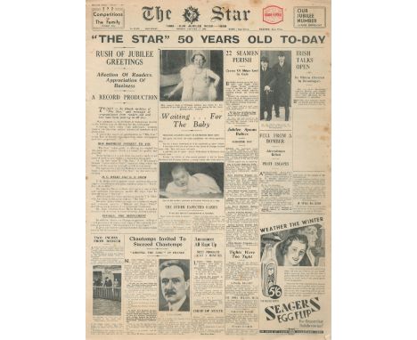 The Star 1888 - Our Jubilee Week 1938. 'The Star - 50 Years Old today' January 12th, 1938. 16 pages. 8½" x 11½". Notable in c