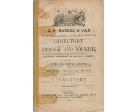 J.G. Harrod and Company's Postal and Commercial Directory of Norfolk and Norwich - including Lowestoft in Suffolk. Contains a