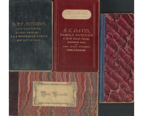 This lot contains 4 bound notebooks/account books containing family, grocery and food affairs, housekeeping between 1850 and 