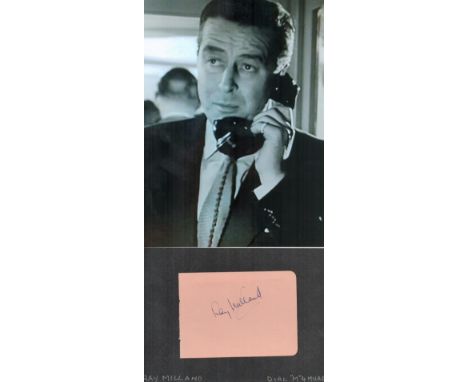 Ray Milland signed 6x4 signed album page and 8x6 black and white unsigned photo. Ray Milland (born Alfred Reginald Jones; 3 J