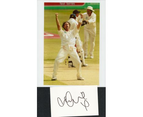 Chris Cairns signed 6x4 white card and a 10x8 colour photo pictured while playing for New Zealand in Test match cricket. Good