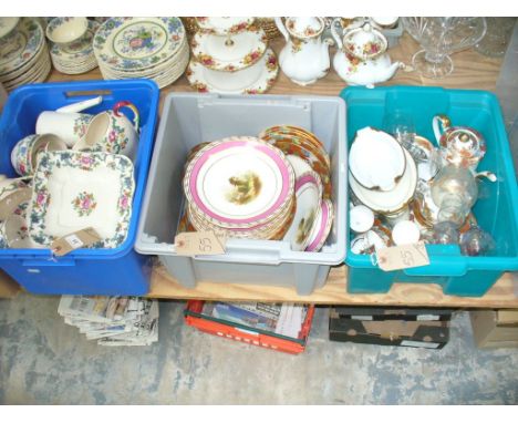3 Boxes of assorted china including Royal Cauldon " Victoria " tea wares, a 19th century porcelaineous part dessert service, 