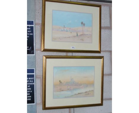 A Pair of watercolours, R Cooper " Bedouin Landscapes" signed.