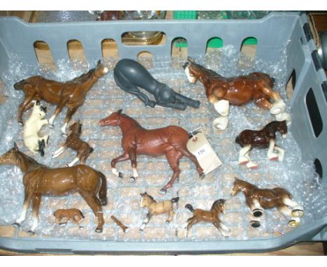 Assorted Beswick bay horses ( all a/f ) and other ceramic figures.