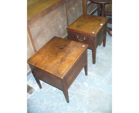 A Georgian mahogany commode stool later converted and second similar stool. (2)