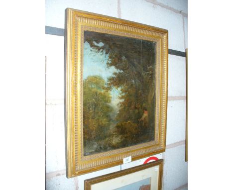Follower of George Moreland, " Figure angling " bears a signature, oil on panel.