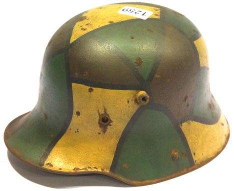WWII German M16 Stahlhelm in Jigsaw pattern Camouflage. P&amp;P Group 2 (£18+VAT for the first lot and £3+VAT for subsequent 