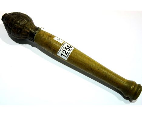 WWI Trench Mace Made from a German Stick grenade handle and a French grenade (INERT). P&amp;P Group 2 (£18+VAT for the first 