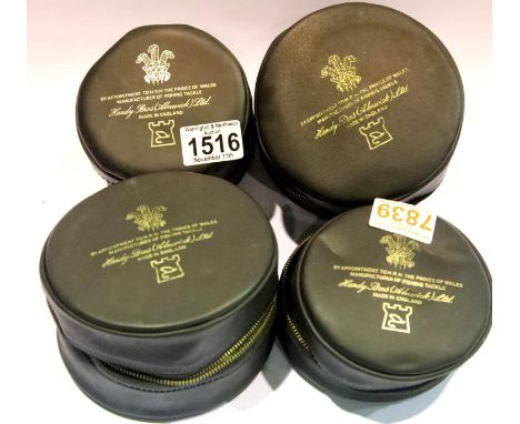 Four Hardy fishing reel cases. P&amp;P Group 2 (£18+VAT for the first lot and £3+VAT for subsequent lots) 