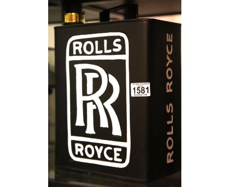 Black Rolls Royce branded petrol can, H: 33 cm. P&amp;P Group 2 (£18+VAT for the first lot and £3+VAT for subsequent lots) 